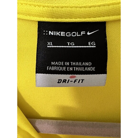 Nike Golf Dri Fit Polo XL Yellow Swoosh Logo Activewear Classic Pop Collar - Picture 3 of 14